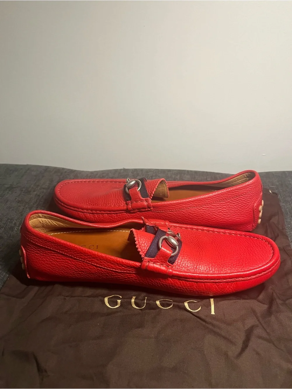 Authentic Gucci Red leather loafers size 9.5 G / 10 US